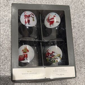 Threshold Festive Santa Stemless Glass Set